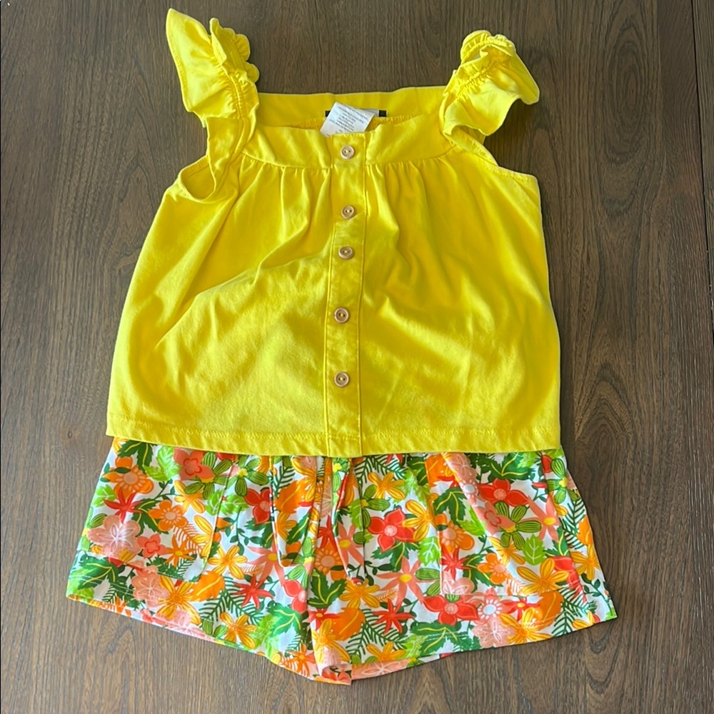 Yellow Floral Kids Matching Set